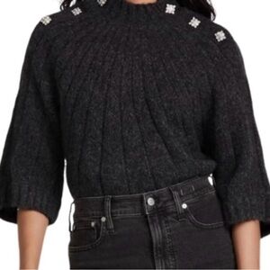 ba&sh Dark Gray Sweater with Shoulder Accents